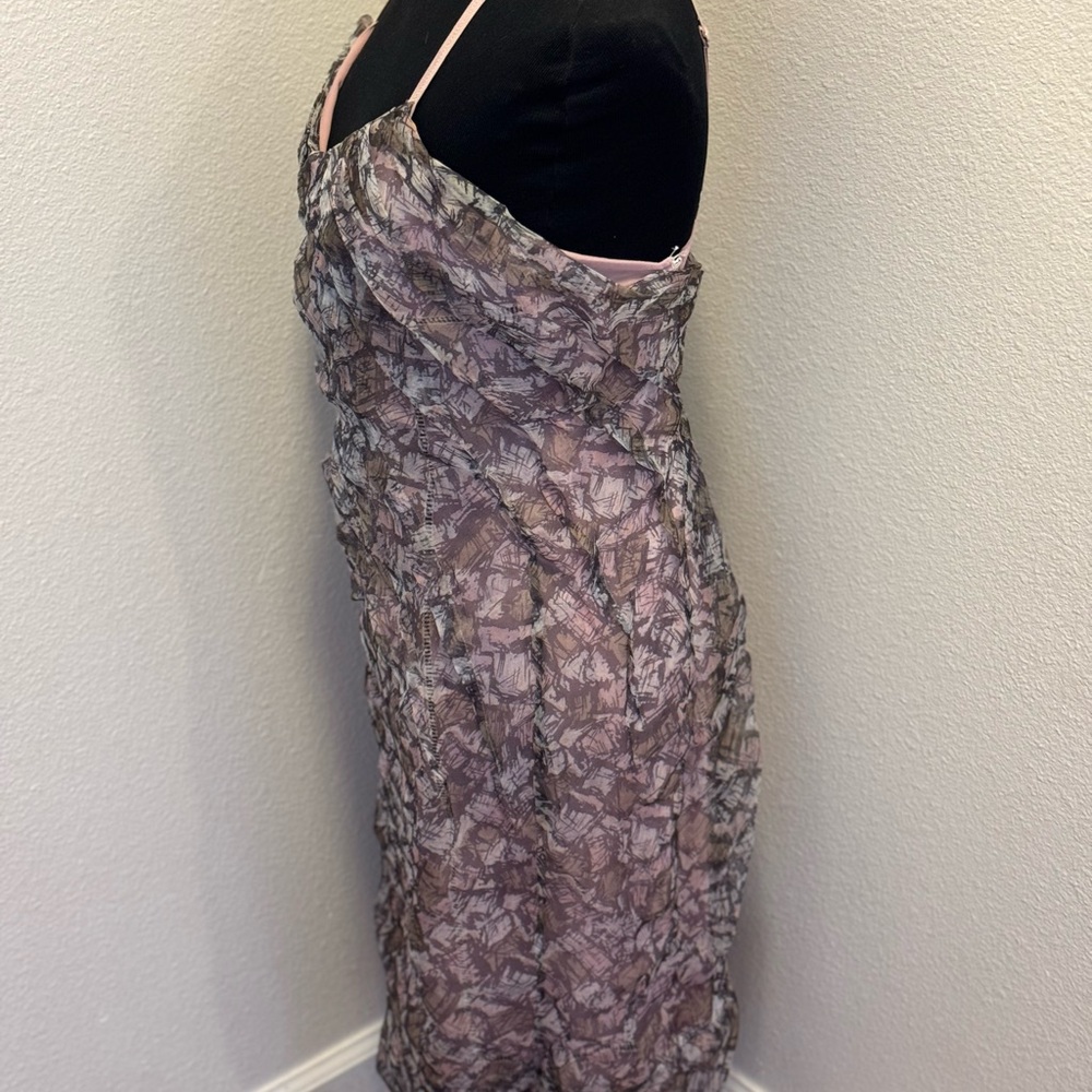 BCBG Maxazria Runway Silk Dress Sheath Cocktail Pink Mauve Semi Sheer M - Picture 4 of 11